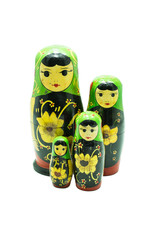 A Green matryoshka doll (Russian Doll) isolated on white