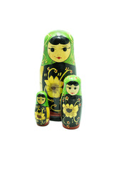 A Green matryoshka doll (Russian Doll) isolated on white