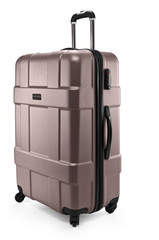 brown suitcase plastic half-turned