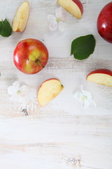 Apples on a  wooden table