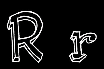 R - Chalc ABC letters over black background