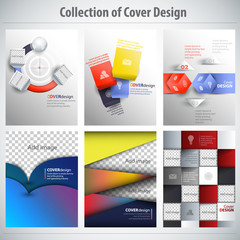 Collection of cover design, vector brochure, flyer template. Can be used as concept for your graphic design. Proportionally for A4 size