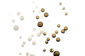 Many small and black air bubbles over a white background