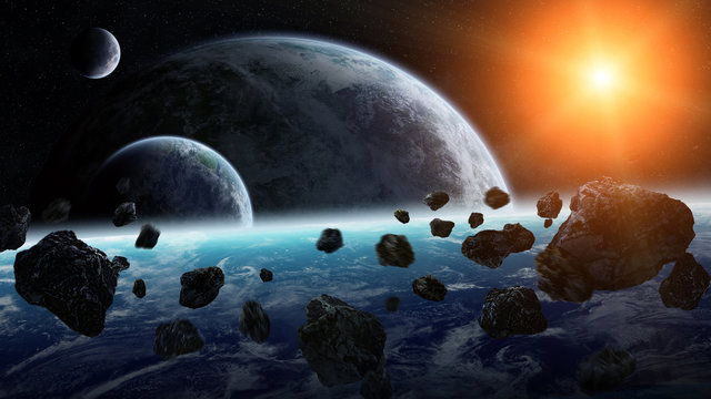 Meteorite impact on planets in space