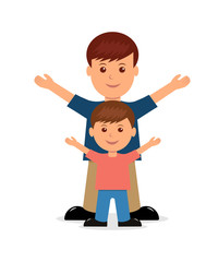 Father and son. Isolated vector people in a flat style