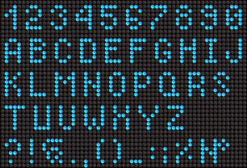 Blue LED alphabet and numbers, display font