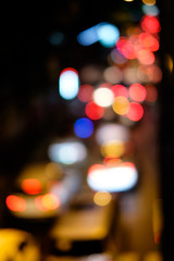 Abstract blur bokeh of traffic jam on road in the city