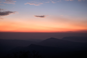 Beautiful sunrise view of Mountain landscape at Phu Rua National