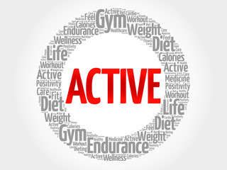 ACTIVE word cloud, fitness, sport, health concept