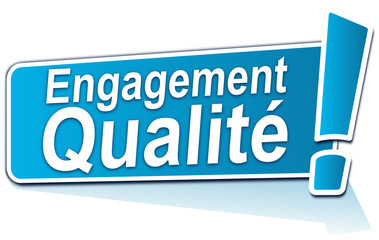 engagement qualité sur étiquette bleue