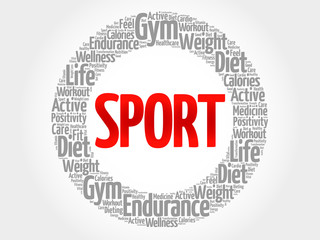 SPORT word cloud, fitness, health concept
