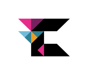 C Flip or fold logo alphabet for branding. vector