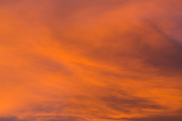 Naklejka na ściany i meble colorful dramatic sunset sky with orange cloud, twilight sky