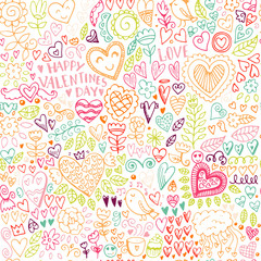 Valentines day seamless sketch pattern