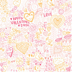 Valentines day seamless sketch pattern