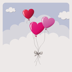 Naklejka na ściany i meble heart balloons flying in the sky