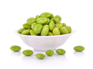 green soy in the bowl on white