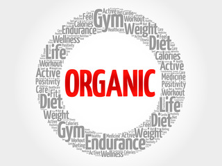 ORGANIC word cloud, fitness, sport, health concept