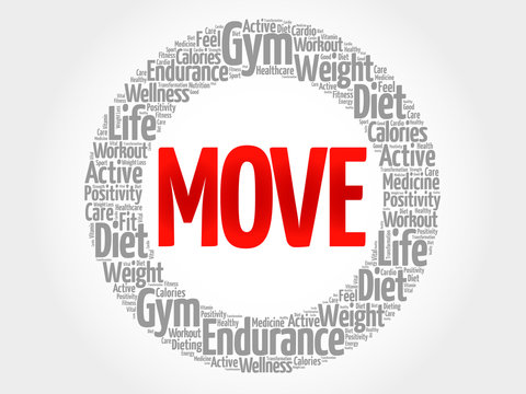 MOVE word cloud, fitness, sport, health concept