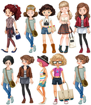 Girls in different clothings
