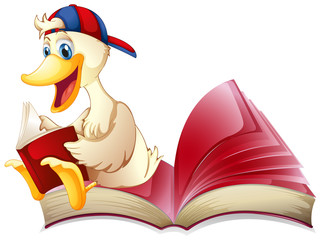 Little duck reading a book