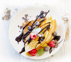 Crepes with fresh berries.