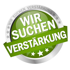 Button with banner Wir suchen Verstärkung