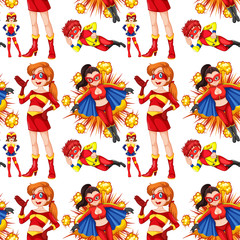 Seamless female superhero in red