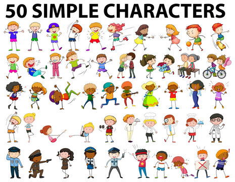 Fifty simple characters young and old