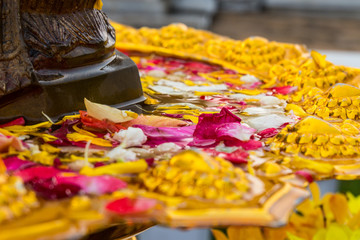  Buddha Base with pedals flower  on Songkarn festival