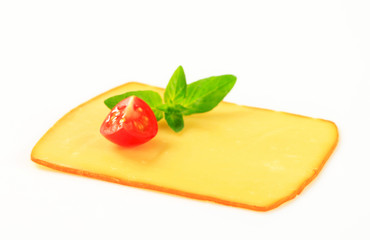 Slice of smoked cheese