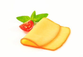 Slice of smoked cheese