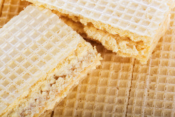 Closeup wafer filled with butter cream