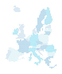 Naklejka premium Mapa Unii Europejskiej - niebieska