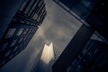 Fototapeta na wymiar Modern buildings for business concepts - toned image