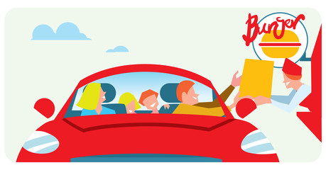 Orders fast food from the car