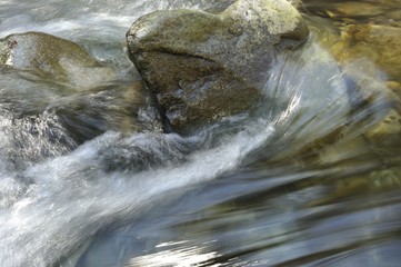 Water flowing over rocks