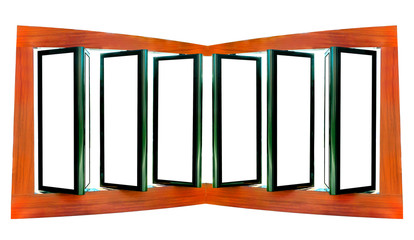 Fototapeta premium Three big blank wooden billboard isolated on white