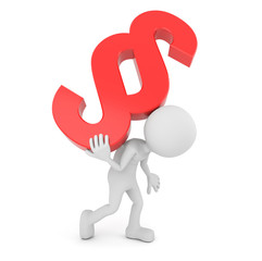 White 3d human carries paragraph symbol