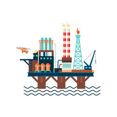 Oil Factory Platform. Vector Illustartion