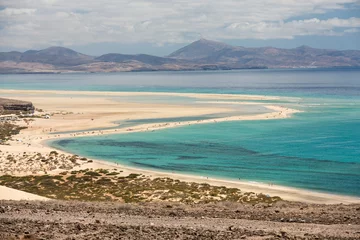 Deurstickers Sotavento Beach, Fuerteventura, Canarische Eilanden Strand Playa de Sotavento, Canarische Eilanden Fuerteventura, Spanje