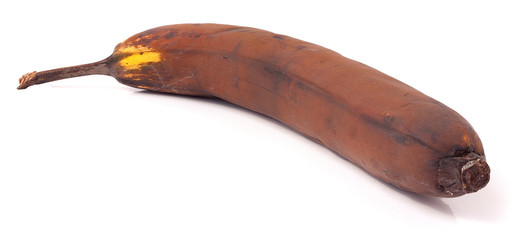 Rotten banana isolated on white background