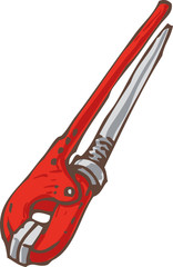 Red Metal Adjustable Wrench