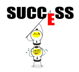 Team work for success / Two businessman work together and try to be success.