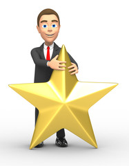 cheerful businessman with a star