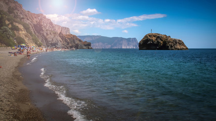 Beautiful summer seascape. Crimea, Cape Fiolent, Ukraine, Europe. The beauty of the world.