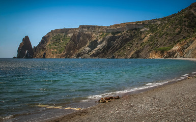 Beautiful summer seascape. Crimea, Cape Fiolent, Ukraine, Europe. The beauty of the world.