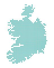 Fototapeta na wymiar Karte von Irland - gepunktet (Türkis)