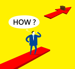 How to keep going forward? / A businessman is thinking how to keep going forward?