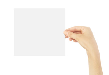 Obraz premium Hand holding paper isolated on white